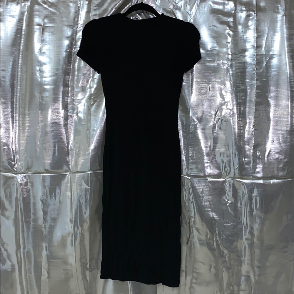Black BodyCon Tight Fitted Calf Length Dress